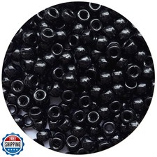 1000Pcs Black Pony Beads 6x9mm Bulk Acrylic Kandi Beads for Frien