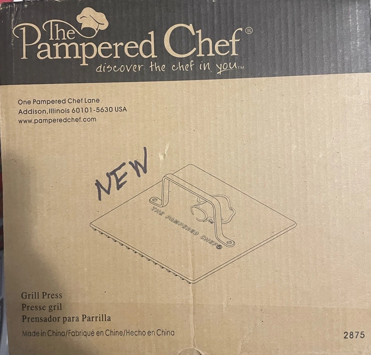 Pampered Chef Grill Panini Bacon Press New In Box! # 2875