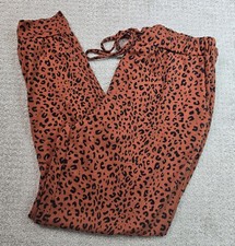 Cheetah L Elastic Brown Orange Leopard Animal Print Jogger Stretch Cozy Blend