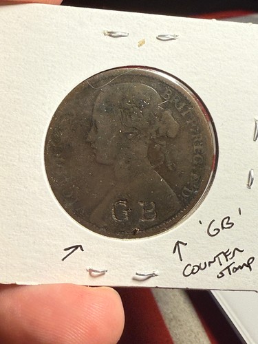 Penny Gran Bretagna 1862 - controtimbrato - Foto 2 di 2