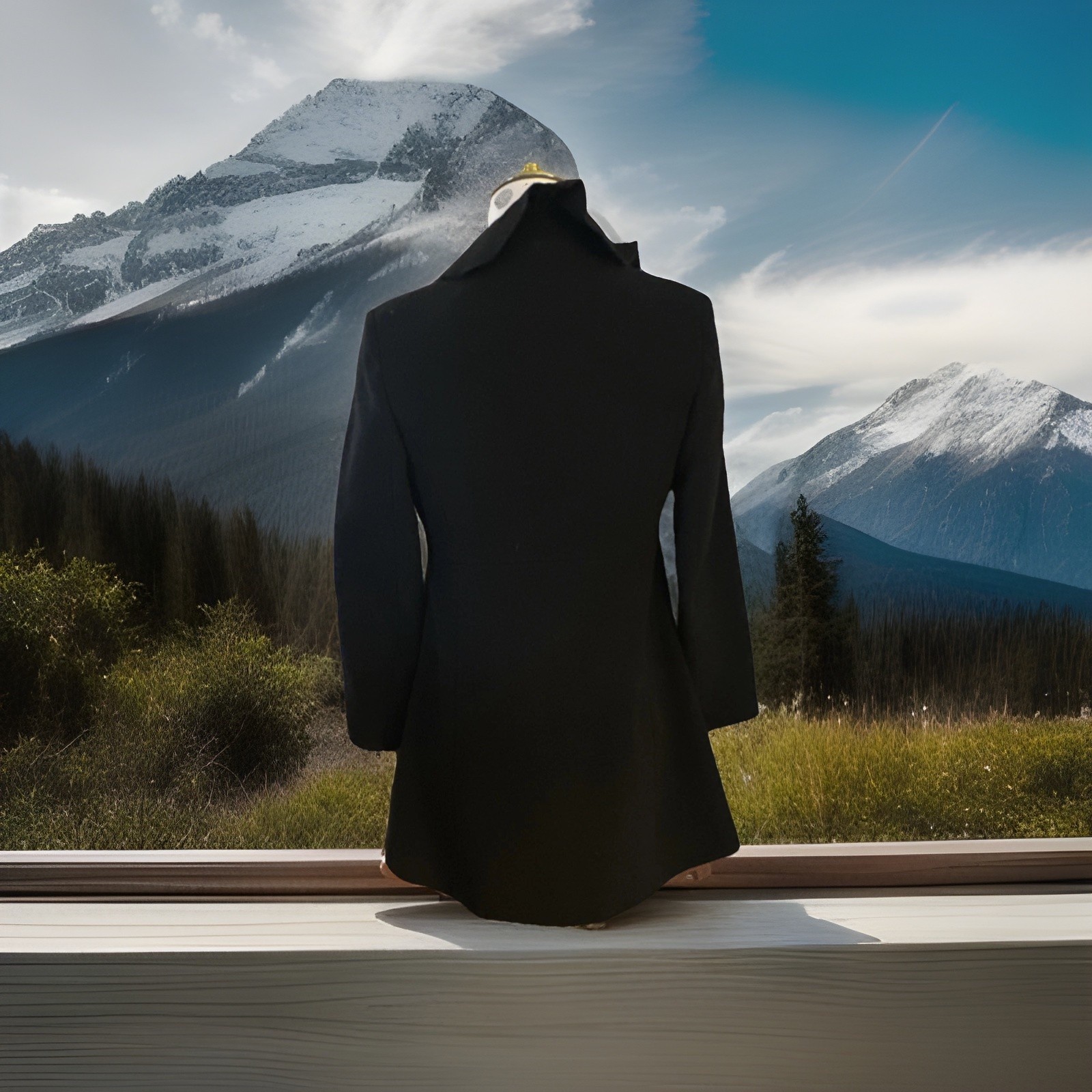 Rothschild Black Ruffle Collared Button Overcoat … - image 4