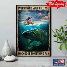 Vintage Fisherman With Golden Fish And Giant Fish Everything Will Kill You So...