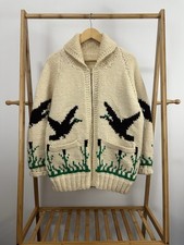 VTG 50s Duck Pleasant Cowichan Heavy Knit Cardigan Sweater W/ Pockets 23x28.5 XL