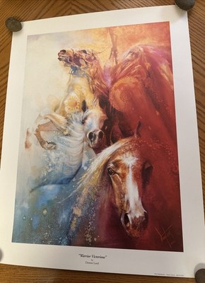 WARRIOR VICTORIOUS By Denton Lund, Horses & Indian 26.5  x  20  Art Print