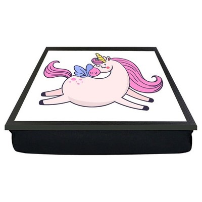 Fliegendes Einhorn Laptray personalisiert Kinder Schoß Tablett Regenbogen Kissen Abendessen Geschenk
