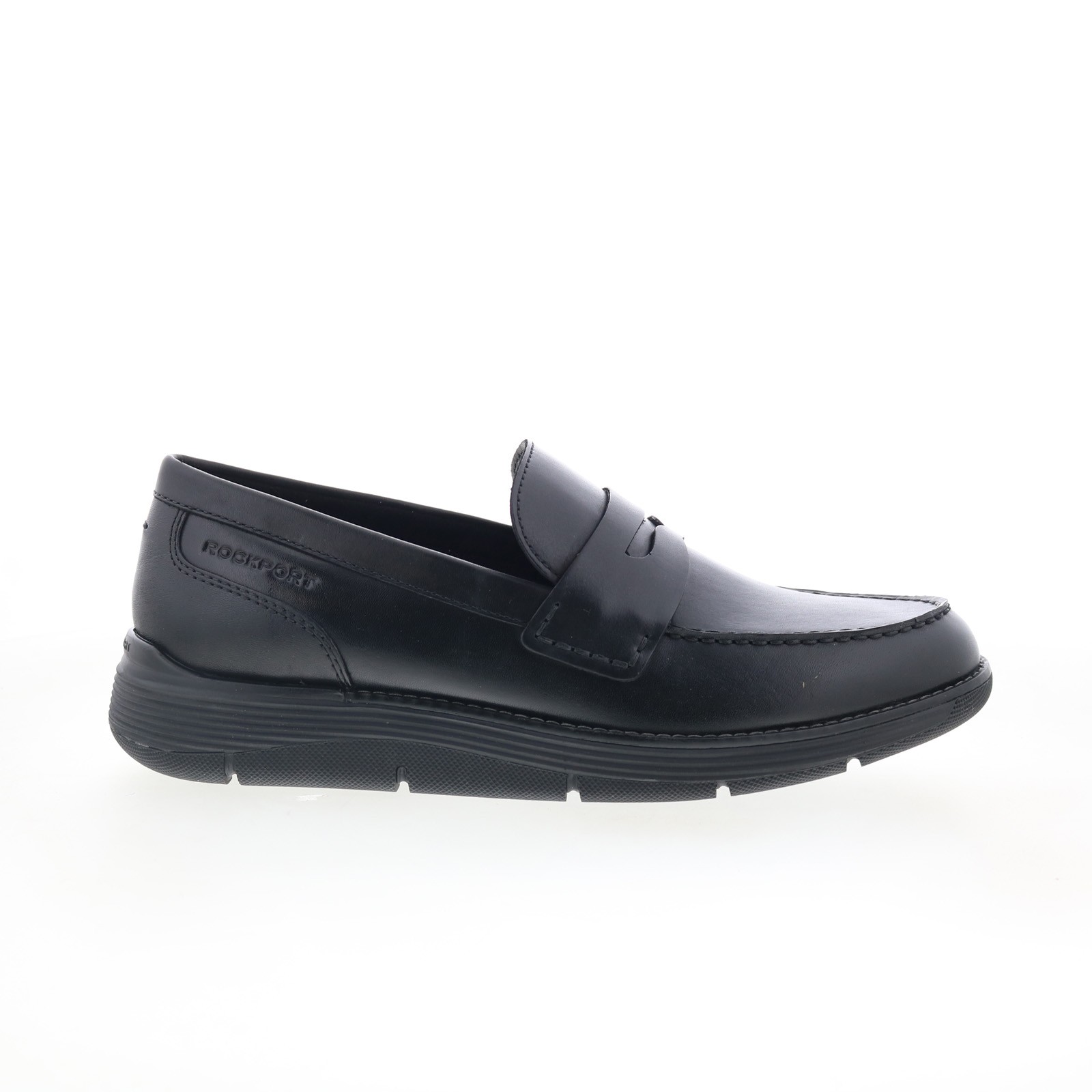 Мужские черные широкие кожаные мокасины Rockport Liam RMLIAM и слипоны Penny Shoes