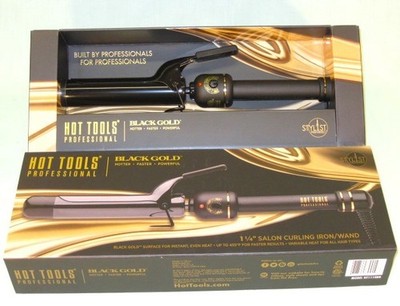 Hot Tools Professional Black Gold 1-1/4  Salon Curling Iron/Wand NIB #HT1110BG