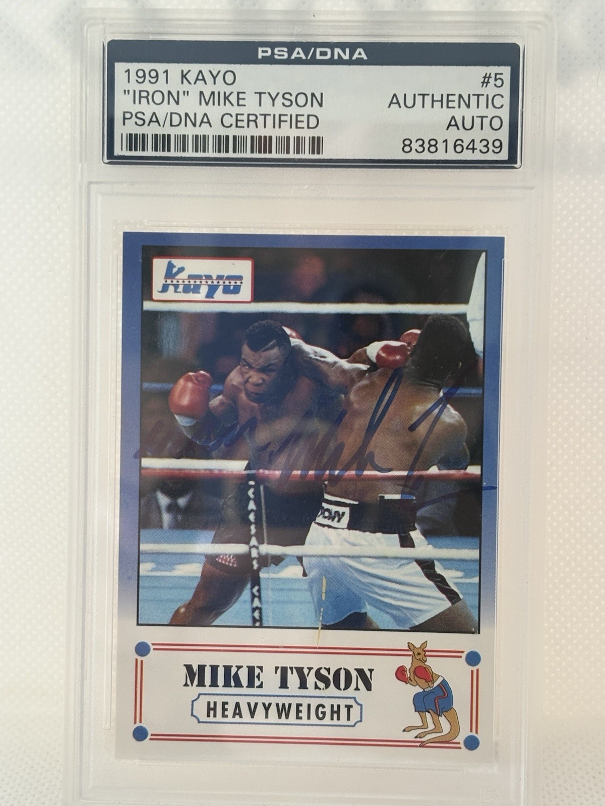 1991 Kayo Mike Tyson Auto . Card #5 - PSA Authentic Auto . view 1