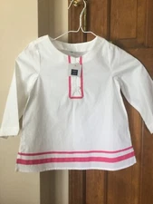 NEW JANIE AND JACK  WHITE PINK SHIRT Top RESORT COLLECTION Swimsuit COVER UP 6