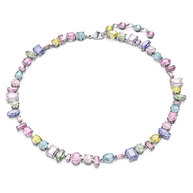Swarovski Gema necklace Mixed cuts, Multicolored, Rhodium