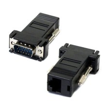 CABLECY 2pcs VGA RGB 15pin Male To LAN CAT5 CAT5e RJ45 Ethernet Female Extender