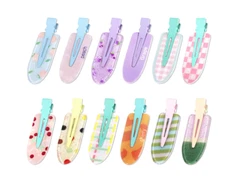 Magicsky 12PCS No Bend Hair Clips Hawaiian Acrylic Flat Styling No Crease Pin...