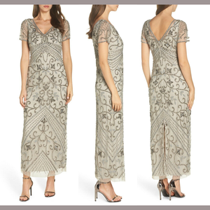 pisarro nights beaded longline gown