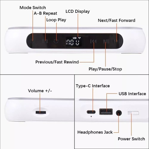 Portable CD Player W/Wired Earphone Bluetooth 5.3 5V2A CD/CD-R/CD-RW/MP3/WAV - Picture 16 of 17