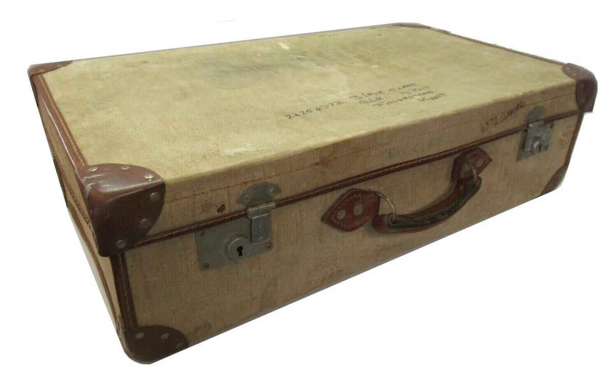 Large Vintage 1972 Army surplus de mob Case Suitcase with leather handle