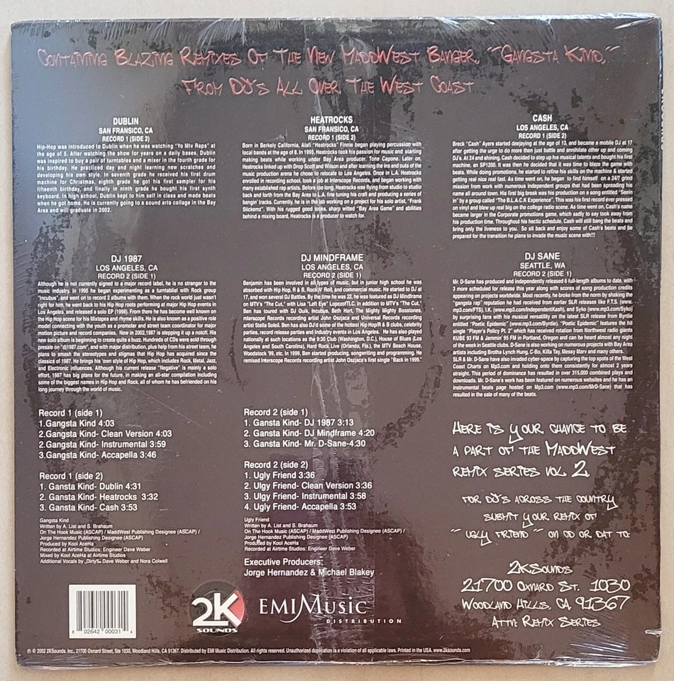 MADDWEST - Gangsta Kind (Thug Rap) / 2 LP 12" - Single - 2002 - Neuf Scellé - Photo 2/2