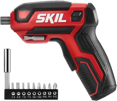 Rechargeable 4V Cordless Screwdriver Includes 9Pcs Bit, 1Pc Bit Holder, USB Char
