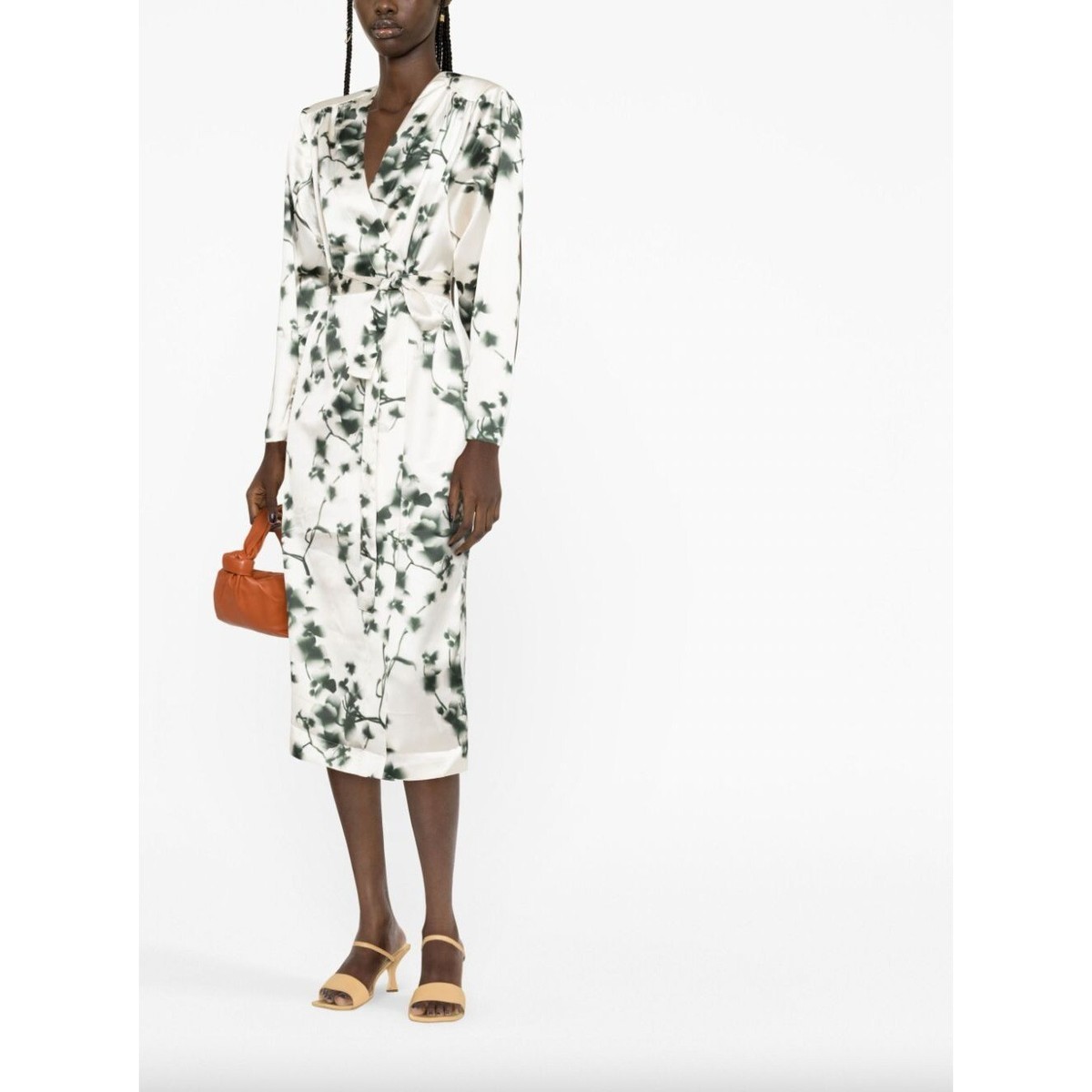 Rotate Birger Christensen Samantha Satin Wrap Dress Sycamore