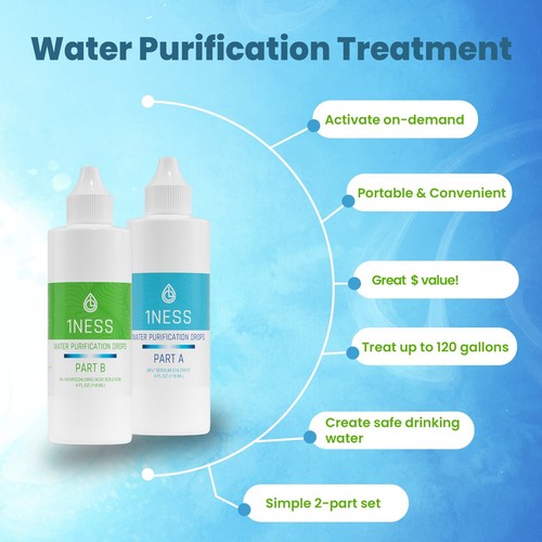 Gotas de tratamiento de agua 2pk 1ness - Botellas de plástico sin BPA 4 OZ kit cítrico y HCL - Imagen 9 de 13