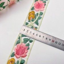 UK 10Yards Ethnic Lotus Organza Embroidery Lace Trim DIY Hanfu Webbing Accessory
