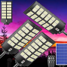 3-Pack 10000W Commercial Solar Street Light Dusk to Dawn Solar Powered Road Lamp