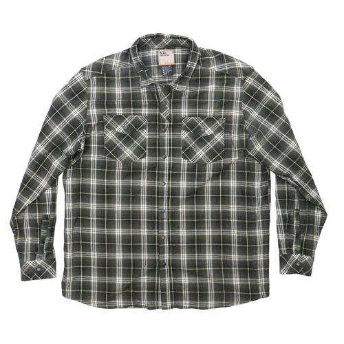 5.11 Tactical Gunner Plaid Shirt Men 2XL Green Long Sleeve Button-Up Classic EUC