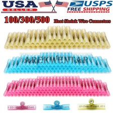300PCS Heat Shrink Butt Wire Splice Connectors Crimp Terminals AWG 10-22 Gauge
