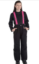 GERRY GIRLS PERFORMANCE SNOW PANTS WITH REMOVABLE SUSPENDERS BLACK/PINK XS NWT