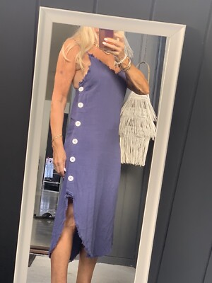Little Lies Midi Dress Navy Linen Blend White Button Detail Fits 8 -10 BNWT | eBay Australia Little Lies Midi Dress Navy Linen Blend White Button Detail Fits 8 -10 BNWT | eBay Australia