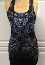 Ladies size 10/12 black stretch mini dress/top - W1