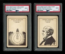 PSA 9 THOMAS EDISON Two Spectacular 1934 Snap Quiz Cards ELECTRIC LIGHTS