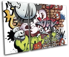 Urban Street Art Montage Collage Graffiti TREBLE CANVAS WALL ART Picture Print