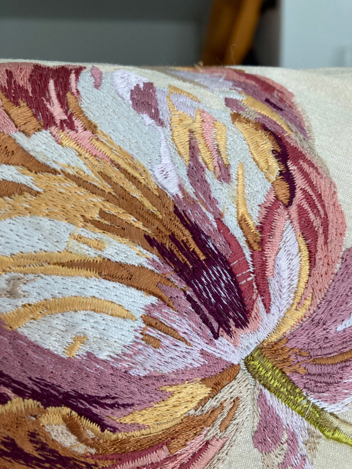 Laura Ashley Gosford Cranberry Embroidered Bolster Cushion Cover 19" x