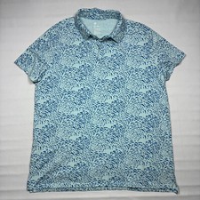 All in Motion Blue Schooling Fish All-Over Print Graphic Polo Shirt Mens XXL