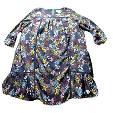 Ann Taylor tunic dress LOFT Women LG floral casual dark color knee black cottage