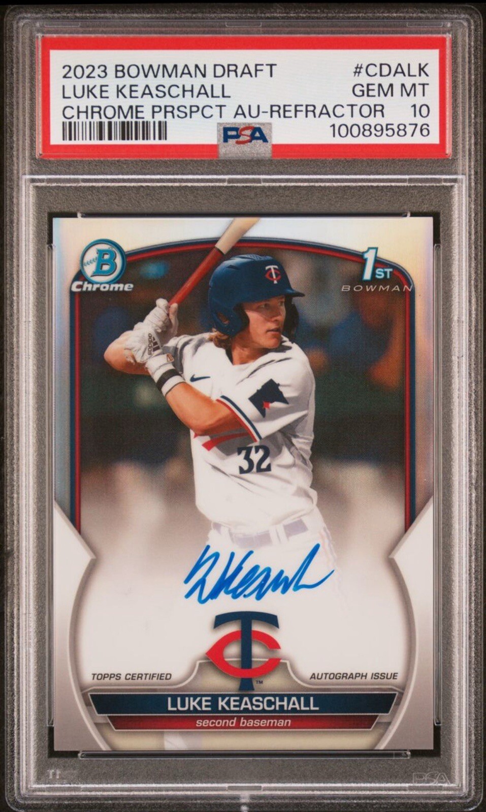2023 Bowman Draft Luke Keaschall 1st Chrome Prospect AUTO Refractor /499 PSA 10