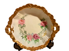 Vintage Jean Pouyat French Limoges Hand Painted Tab Handle Gilded Rim Bowl