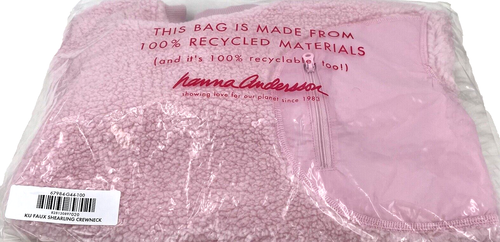 Hanna Andersson Faux Shearling Crewneck Pink Jersey Lined Pullover Size 4 100 - Picture 9 of 10