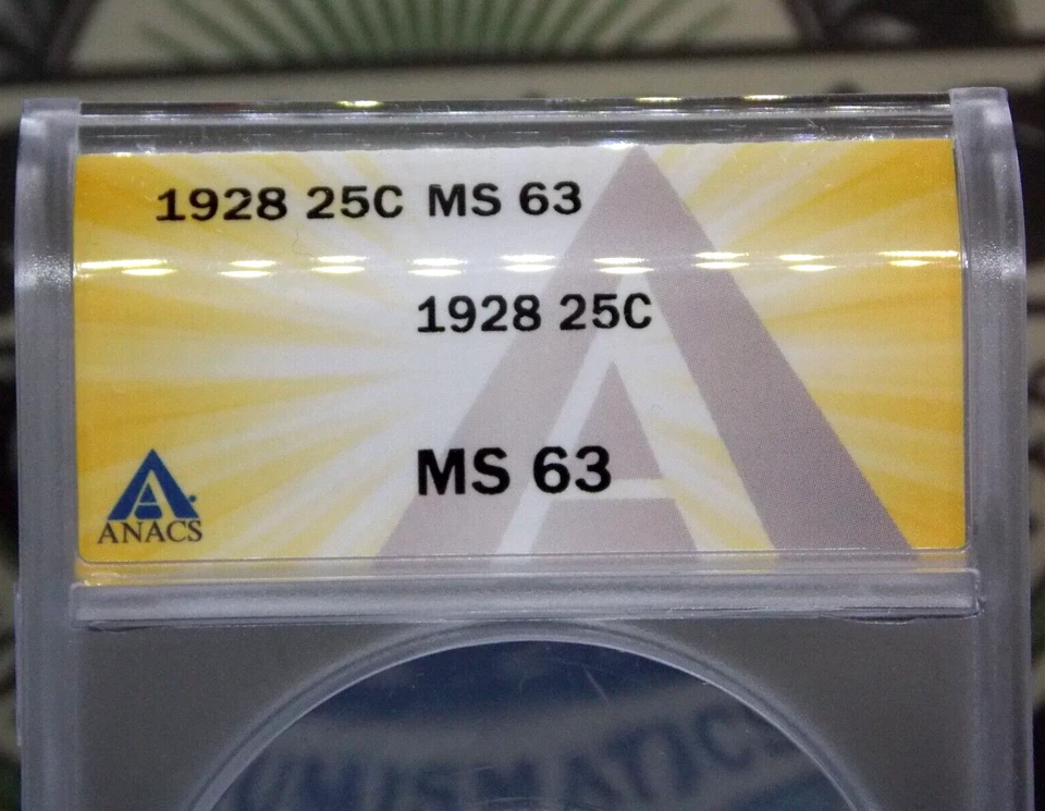 1928 "P" Standing SILVER Liberty Quarter 25c ANACS MS63 #400 BU Unc ECC&C, Inc. - Image 4 of 4