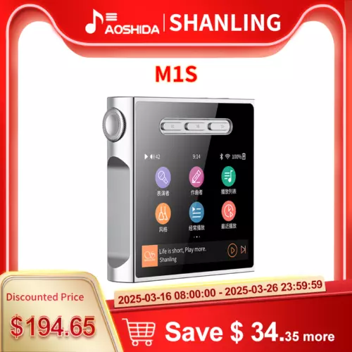 Shanling M1S Portable Music Player ES9038Q2M MTouch Supprt MQA 3.5 &4.4mm output