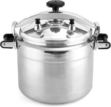 Aluminum Pressure Cooker 26 Qt  Clamp on Gas Top Clamp Bar Lock Double Valves
