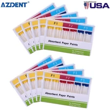 10X dental puntas de papel absorbente endodoncia canal radicular F1 F2 F3 AZDENT