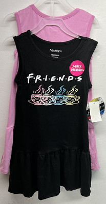Friends TV Show Girls 2 Pack Dresses Size XS 4-5 Dress Pink Black  NEW
