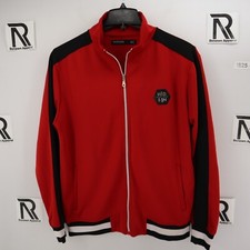 Mens Hudson H Outerwear Red Track Jacket Size XL Metal Logo Designer Retro EUC