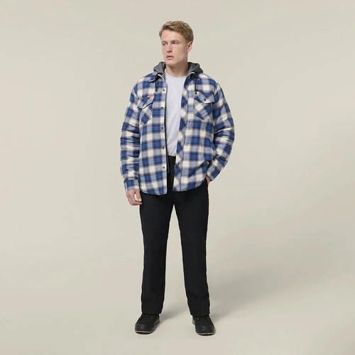 Hard Yakka Quilted Flannel Work Shacket Jacket Fleece Hood Y06690 NEW COLOURS! - Picture 42 of 43