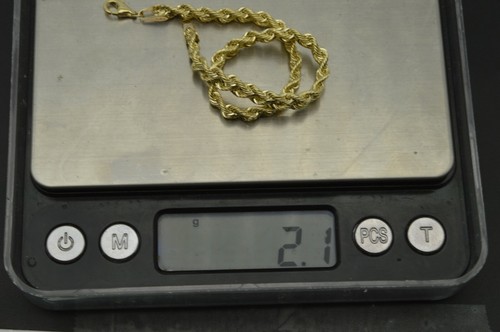 Real 10k Yellow Gold Twist Rope Chain Bracelet 2.1gr 7 1/4'' - Picture 4 of 5