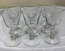 Set of 6 Libby Glass Knob Hill Wine Glass 3 Bead Stem