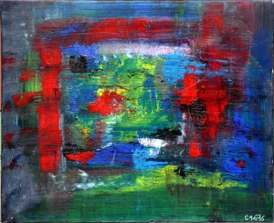 Huile sur toile composition abstraite de Bruno Cantais - Photo 1/4