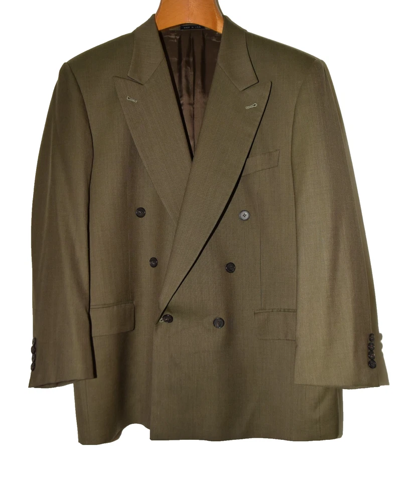 Traje Joseph Abboud para Nordstrom Marrón Lana Doble Pecho Para Hombre Puños Talla 43R Foto 2 de 4
