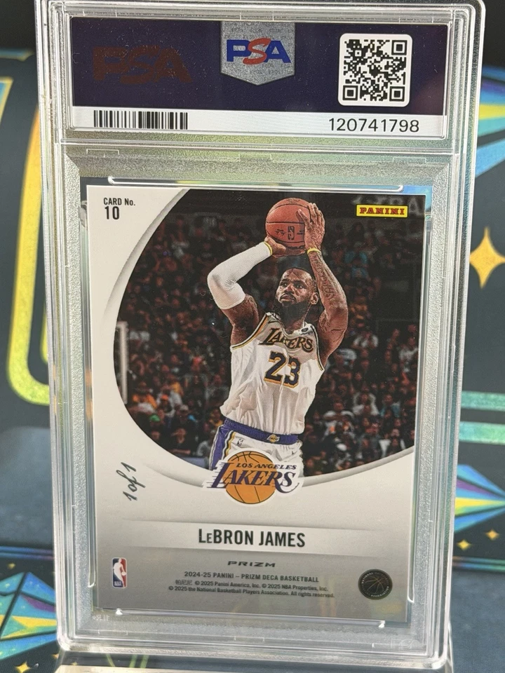 2024 Panini Prizm Deca NBA LeBron James #10 Downtown Bound Black Prizm 1/1 - Image 2 of 2